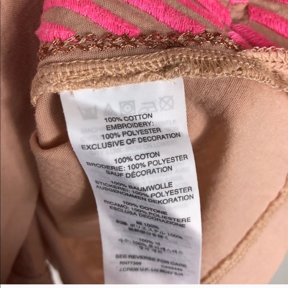 J. Crew Herringbone Embroidered Tee Neon *157 - Picture 5 of 7